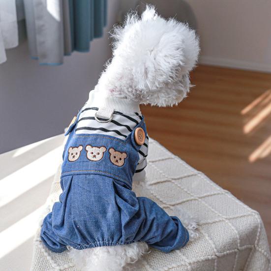 Ausgezeichnete Knopfverschluss weiche Katze Overall Cartoon Bär Muster Haustier Hund Denim liefert