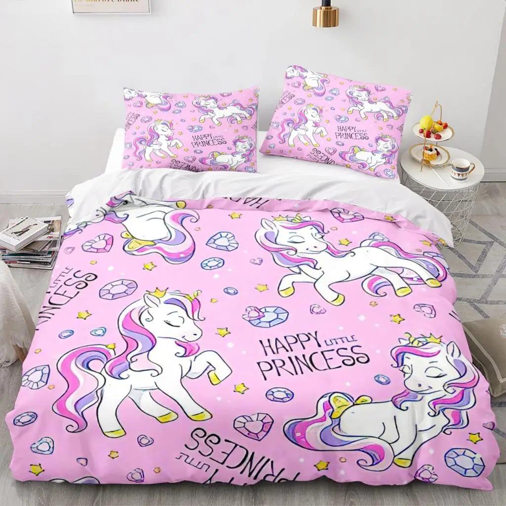 Cartoon Rainbow Unicorn Bedding Set Unicorn Sets Single Double Queen Twin Full Size Duvet Cover Girls Soft Duvet Cover
