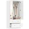 Bedroom Wardrobe With Mirror 2 Doors 2 Drawers And Hanging Bar 80 X 50 X 180 Cm White