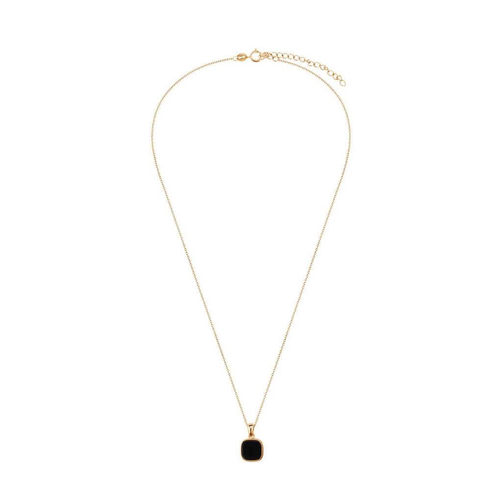 Silver Gold-Plated Necklace With Onyx - Nsc56440Y