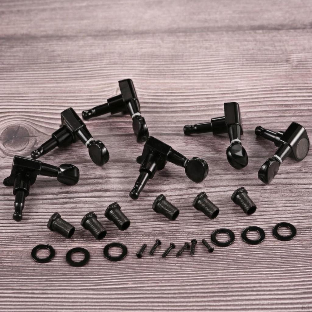 6 Pieces Guitar Tuning Machine Heads | Threaded Posts with Round Buttons Metal Construction,