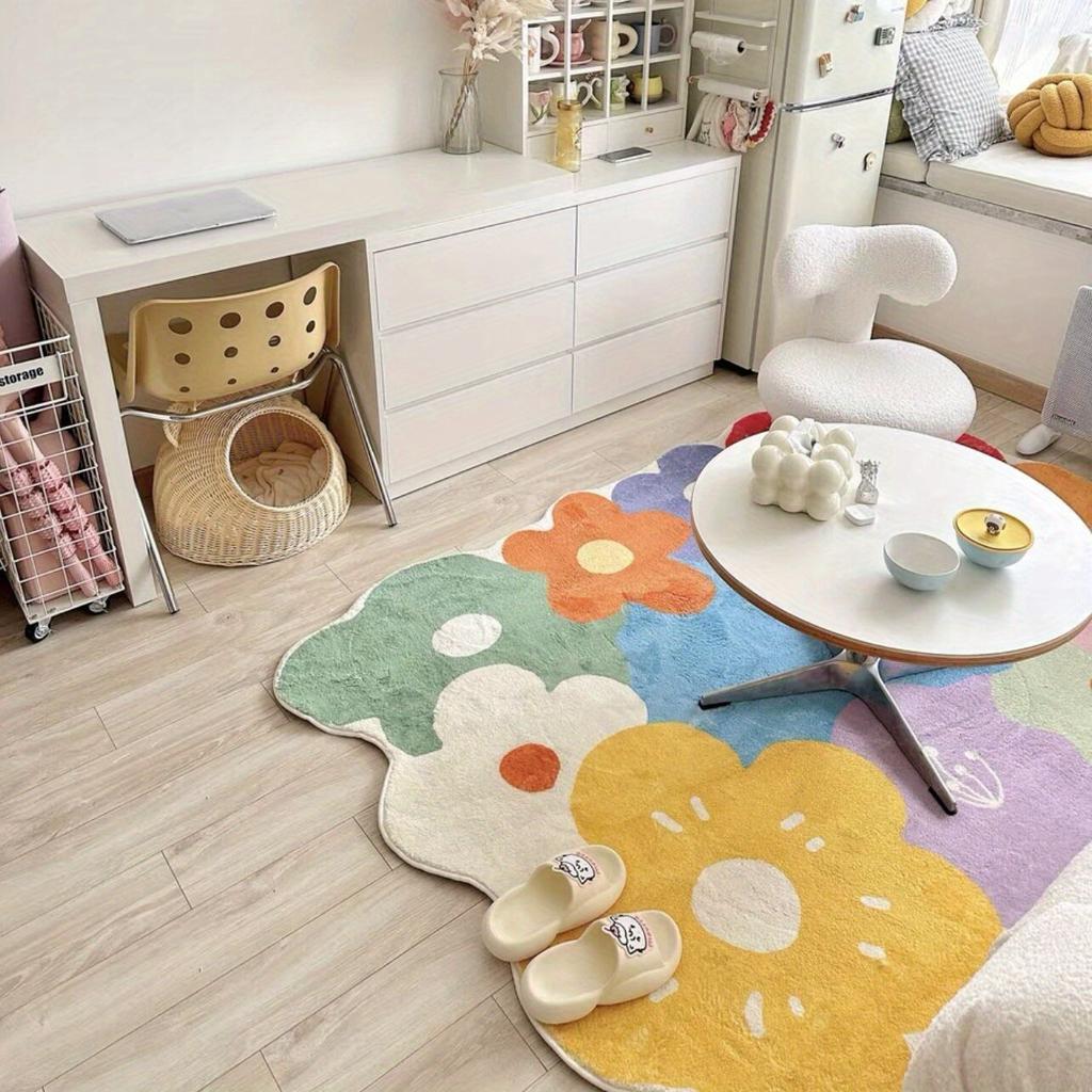 Luxurious Plush Floral Area Rug - High-Pile, Non-Slip,Carpet for Living Room & Bedroom - Festive & Easy-Care, Indoor, Entryway, Porch Use