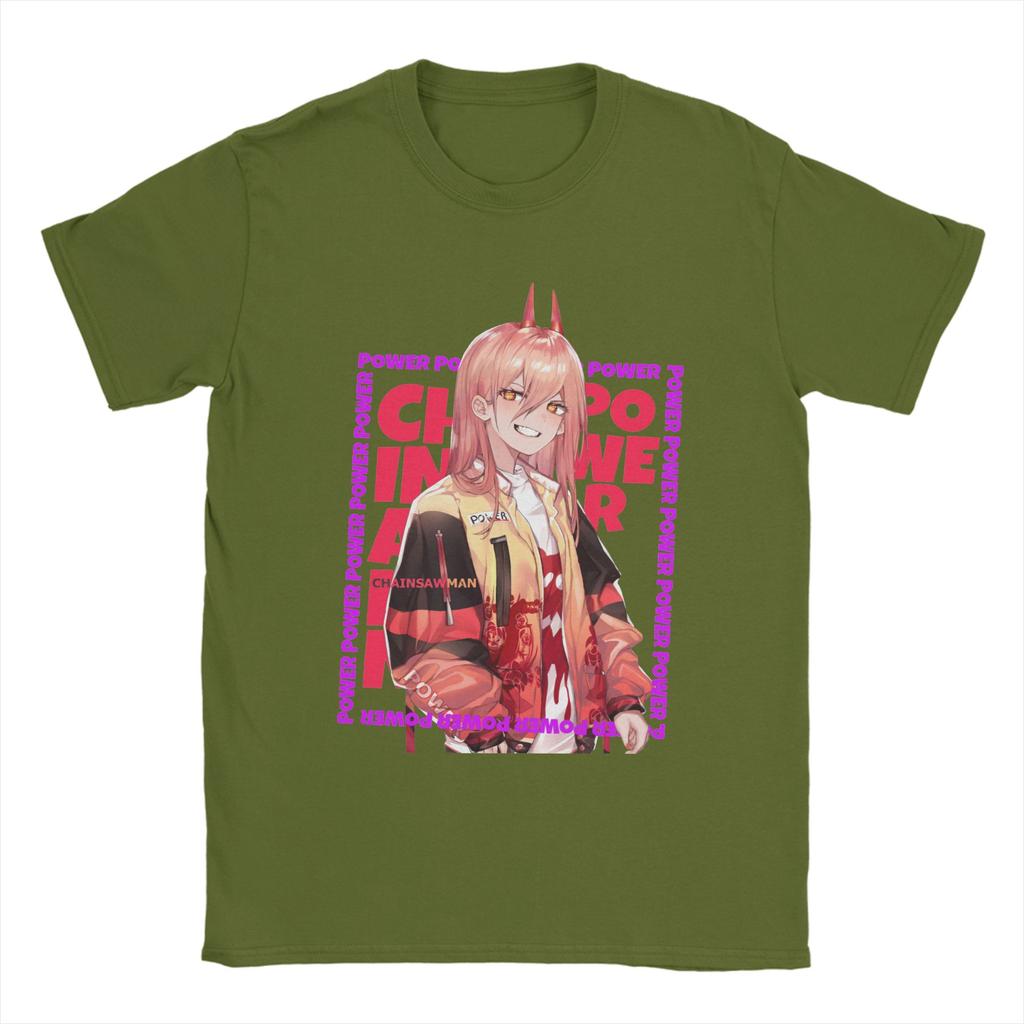 Men's T-Shirts Power Chainsaw Man Manga Leisure Cotton Tees Short Sleeve Chainsawman T Shirt O Neck Clothing Original