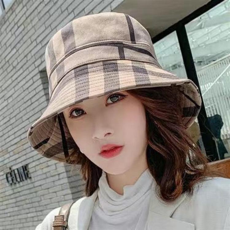 

Женская корейская модная универсальная шляпа с маленькими полями в клетку, популярная японская шляпа рыбака, британская шляпа-цилиндр one size