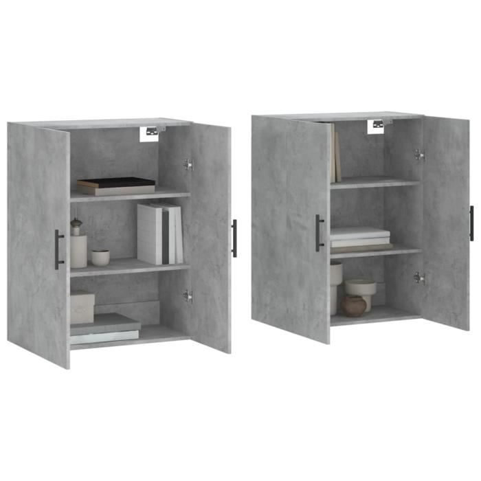 VidaXL Armoires murales 2 pcs gris béton 69,5x34x90 cm 3195647