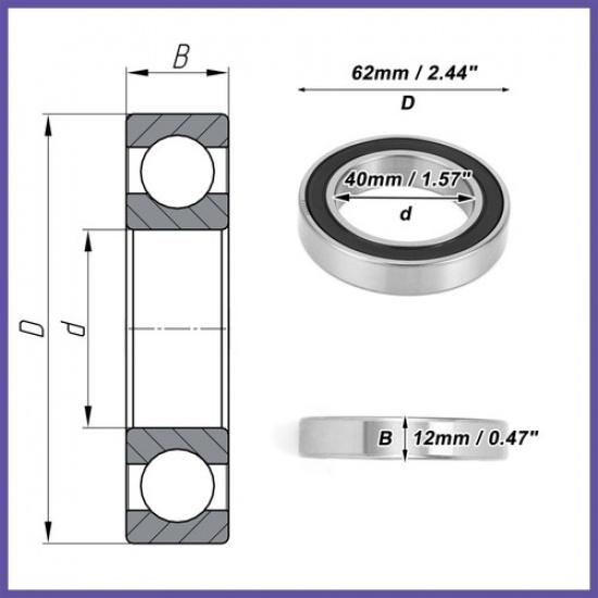 6908VV Deep Groove Ball Bearings 40x62x12mm Scooter Skateboard Wheel