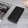 Men's Large Leather Clutch Wallet with Zip-Around Closure and Multi-Card Slots