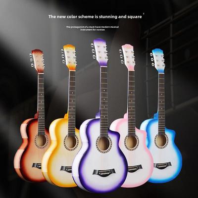 "38-Inch Folk Guitar for Beginners - Color-Matched, Ideal for Practice and Travel"