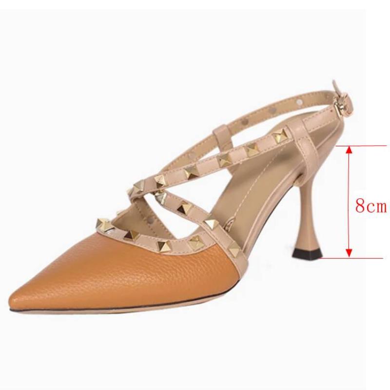 Fashion Autumn Women's Shoes Fashion Women's Pumps Pointed Toe High Heels Shallow Rivet Women's Sandals Shoes for Women Zapatos Mujer