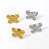 Gold and Silver-Plated Titanium Butterfly Pendant Necklace and Earring Set - Light Luxury Women's Jewelry Clavicle Chain