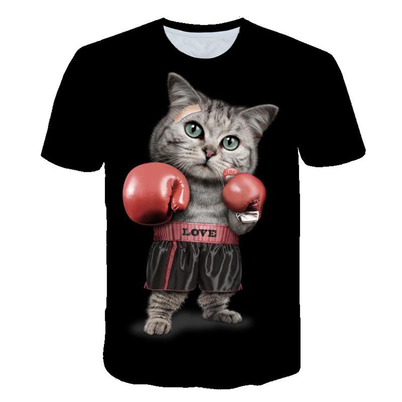 Men's Short Sleeved T-shirt with Animal Print Round Neck Casual Sports Men's Pullover Top T-shirt