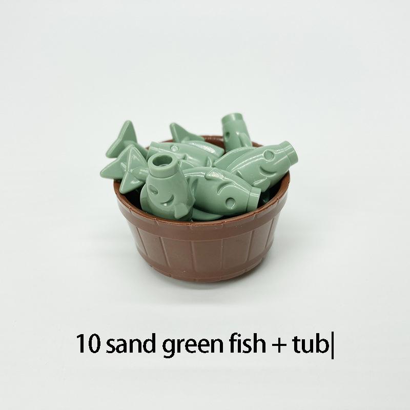 City MOC Fishing Fish Set Building Blocks Toys for Children Assemble Bricks Parts