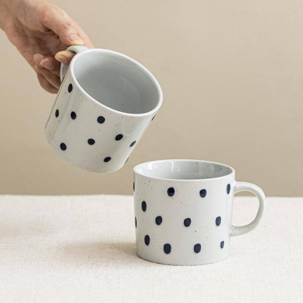 Cup Simple Polka Dot Mug Ceramic Cup Household Water Cup With Handle Large Capacity Cup Coffee Cup