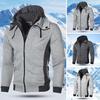 Herr Höst Vinterkappa med Huva Dubbel Dragkedja Dragsko Färgblock Falsk Tvådelad Sportjacka med Elastiska Muddar och Fåll Fitness Ytterkläder