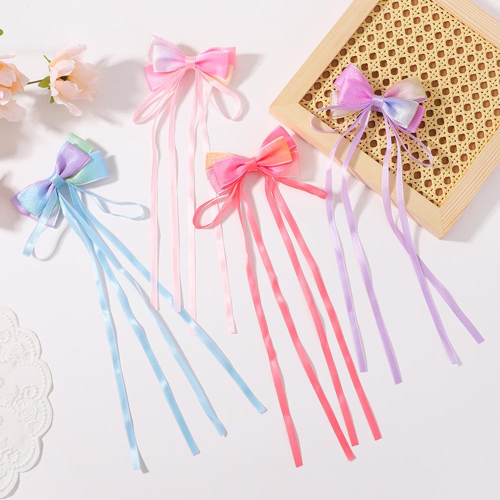 New Chinese Style Gradient Bow Tassel Hairpins Children Sweet Girls Lovely Hair Clips Women Barrettes Hairgrips Hair Accessories