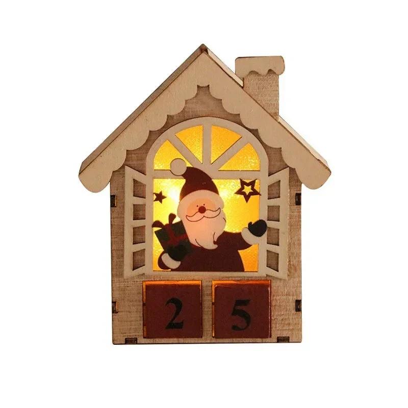 Christmas Wooden Home Decoration Luminous Calendar Table Furnishings Christmas Series Luminous House Christmas Creative Gifts