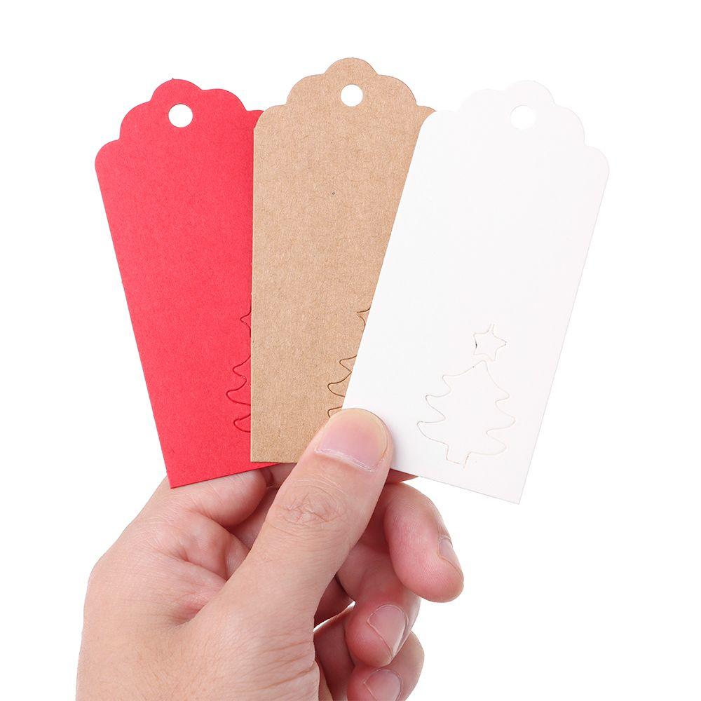 50pcs DIY Crafts Xmas Tree Hanging Christmas Card Label Kraft Paper Tags Thanks Tag Snowflake