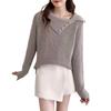 Women's Irregular Lapel Knit Sweater - Autumn/Winter Lazy Style