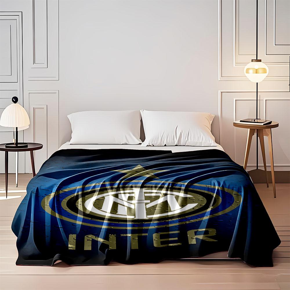 Inter Milan Logo on Blue Background print blanket soft and cozy perfect for the living room bed sofa or a nap,gift