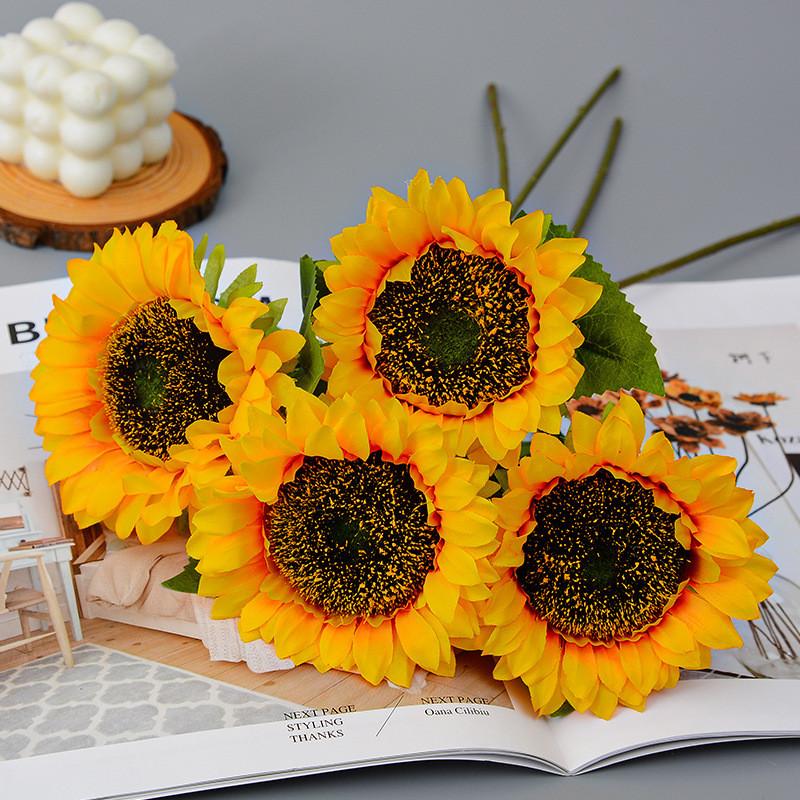 Artificial Silk Sunflower Flower Arrangement For Home Office Wedding Decor