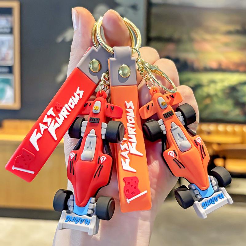 Cartoon Racing Car Keychain & Backpack Charm – Exquisite Small Gift