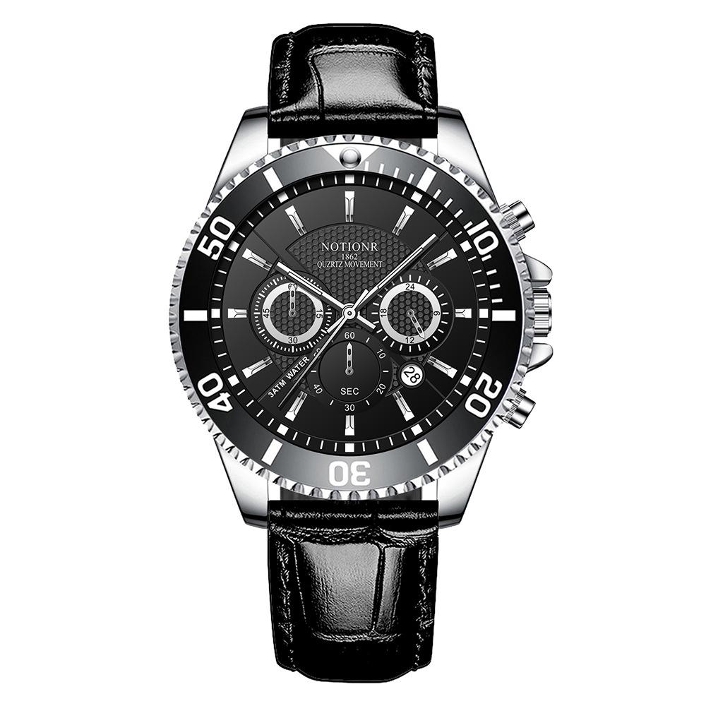 Fashion Business Men's Watch Large Dial Watch Sport Men's Watch Casual Watch Calendar Watch Leather strap
