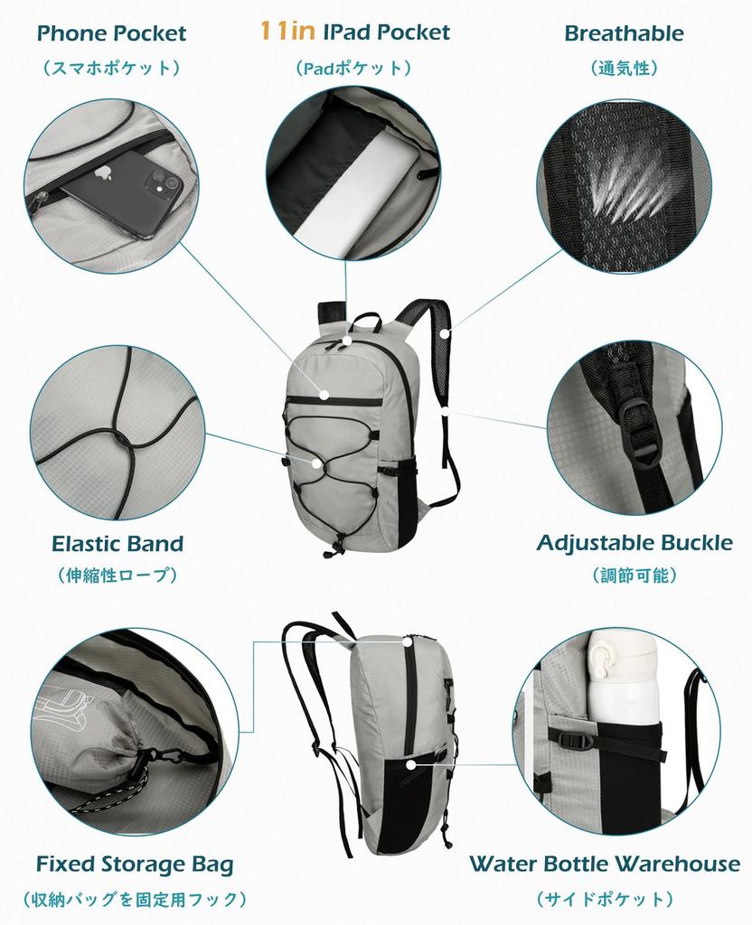 TRIWONDER Foldable for Outdoor Disaster Eco Large Pocketable Backpack Backpack, Lightweight, Compact, Waterproof, Activities, Mountaineering, Hiking,