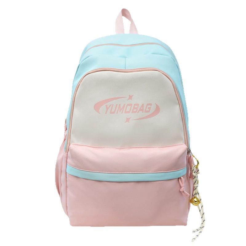 New Ins High Value Schoolbag Leisure Large Capacity Contrast Campus Backpack Korean Version of Small Fresh Splicing Backpack
