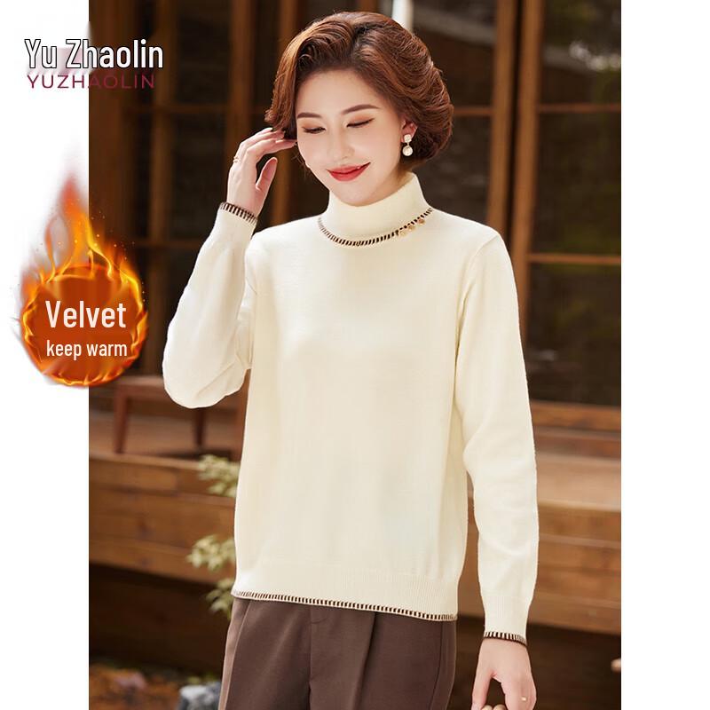 YUZHAOLIN Damen Strickoberteil mit halbem Stehkragen und Fleece-Futter