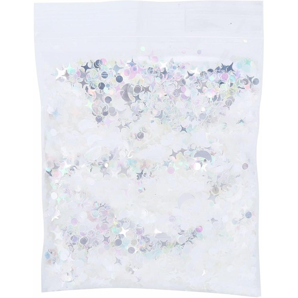 Ankroyu Star Sequin Glitter Pet Silver Mixed Fantasy Cosmetics Glitter Face Body Hair Nails Crafts Decor 10g