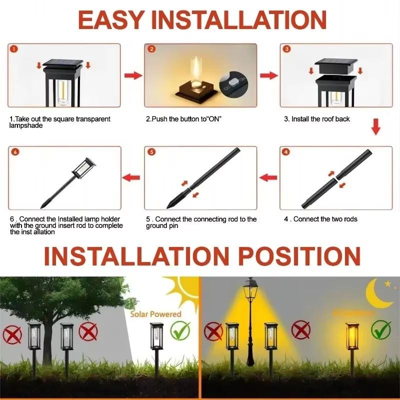 Solar Pathway Lights Outdoor Outdoor Waterproof IP65 Garden Lights for Walkway Yard Backyard Lawn Landscape Lighting Decorative