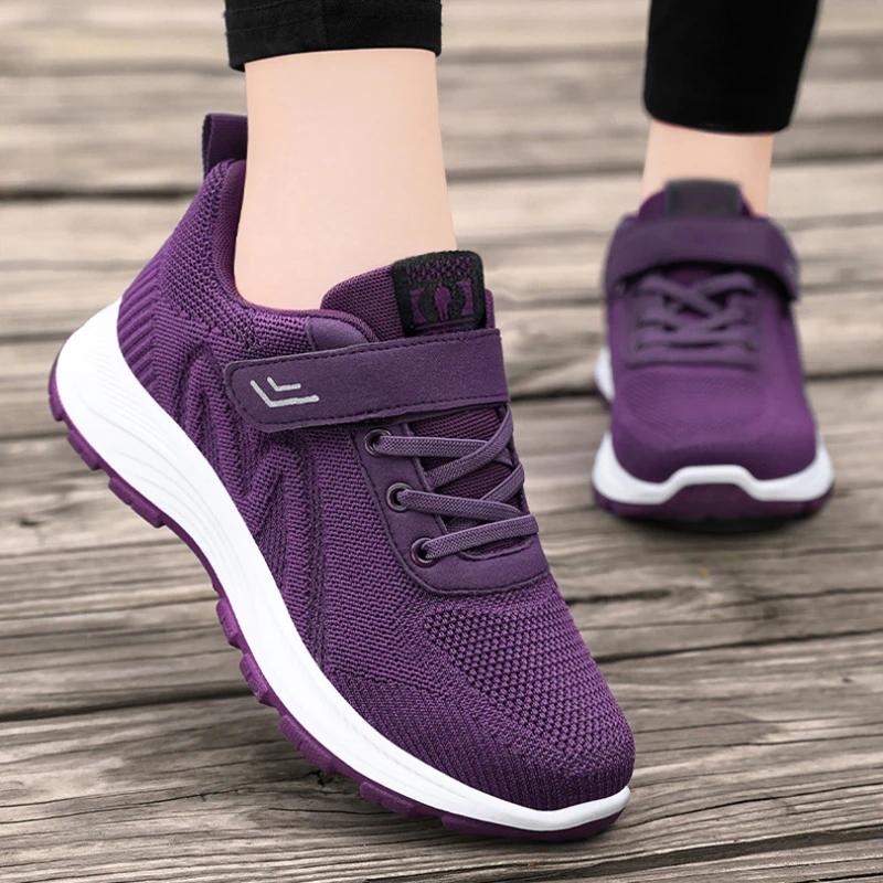 Mode Damen Sportschuhe Laufschuhe Atmungsaktive Damen Sneakers Sommer Leichtes Mesh Outdoor Rutschfeste Freizeit Schnür-Trainingsschuhe