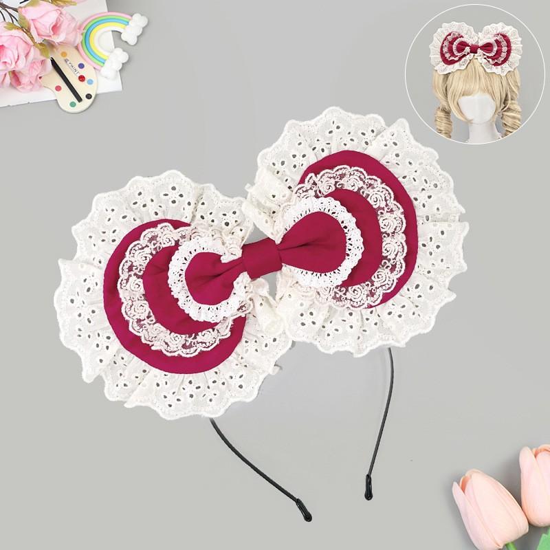 Handmade Lace Bow Hair Clip Girls Sweet Kawaii Lolita Accessory In Pastel Colors