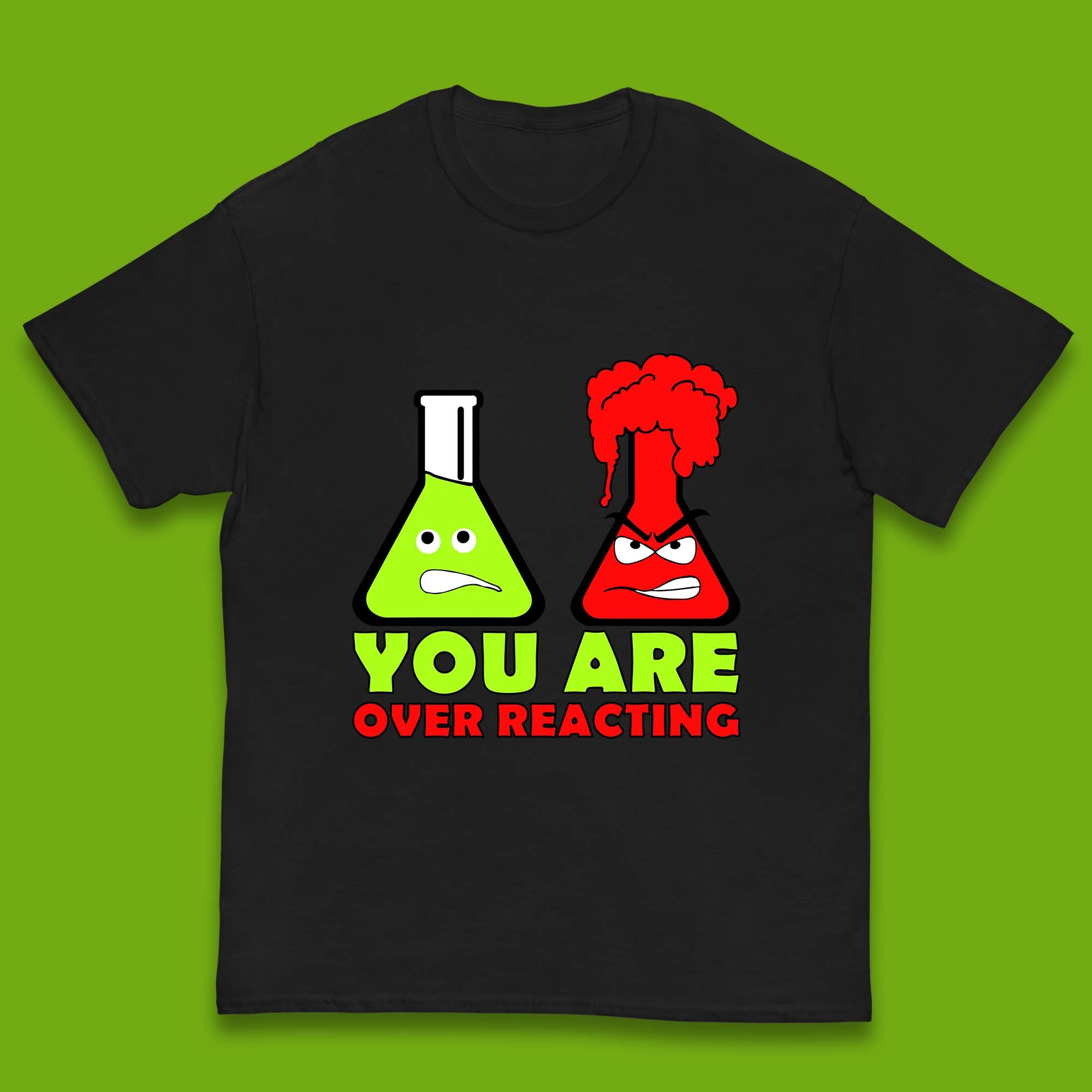 You Are Over Reacting Creepy Face Flask Funny Meme Chemistry Lovers Kids T Shirt 110