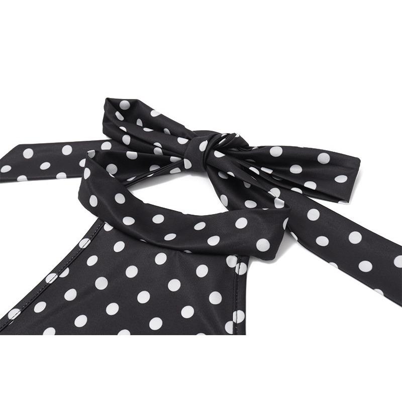 Halter Neck Backless Polka Dot A-line Short Dress Fashion Summer Slim Fit Party Sexy Mini Short Dresses Female Fashion Elegant Printed Clothing