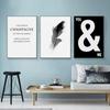 Black and White Feather Wall Art Pictures Modern Dandelion Quotes Canvas Painting Nordic Posters for Living Room Home Decor