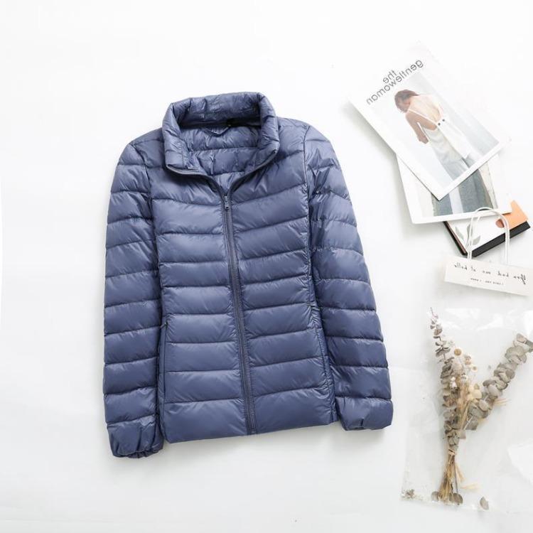 Korean Style Plus Size Womens Down Jacket Lightweight Slim Fit Stand Collar Short Autumn Winter Coat