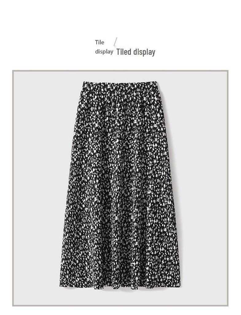 French Floral High-End Black Midi Skirt - Spring/Summer Vacation Style