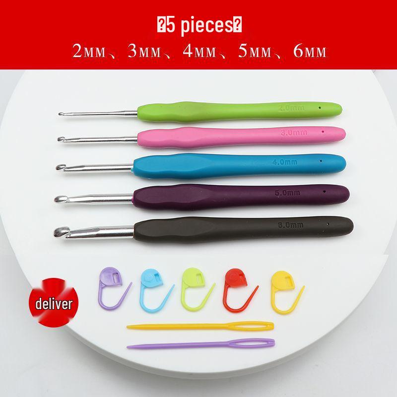 Crochet Hook Set with Soft Handle & Stainless Steel Needles for DIY Handmade Knitting