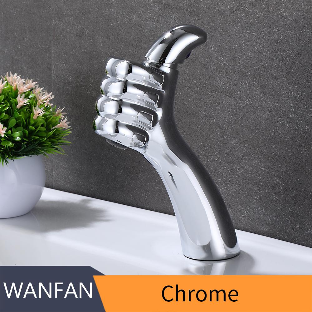 New Design Chrome Plated Brass Good Finger Single Handle Hot and Cold Deck Mounted Bathroom Wash Basin Faucet (as the picture,Brass)