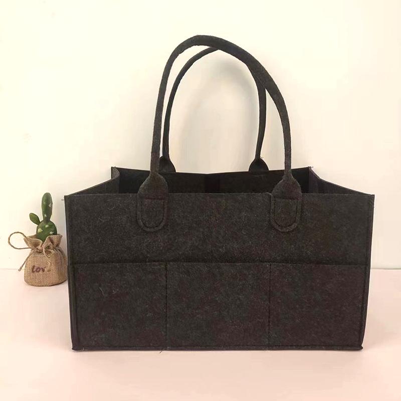 Light Grey Foldable Felt Diaper Tote Bag