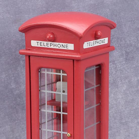 Model telefonní budky Zábavný Realistický Dřevěný Mini Domeček pro panenky Telefonní budka pro domeček pro panenky 1/12