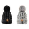 Women's Winter Warm and Thick Knitted Hat, with Fleece Lining Inside, Two-piece Set
