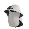 Solar Power Fisherman Hat With 3 Speed Fan Rechargeable Battery Face Neck Cover Sunproof Hat For Hiking Fishing