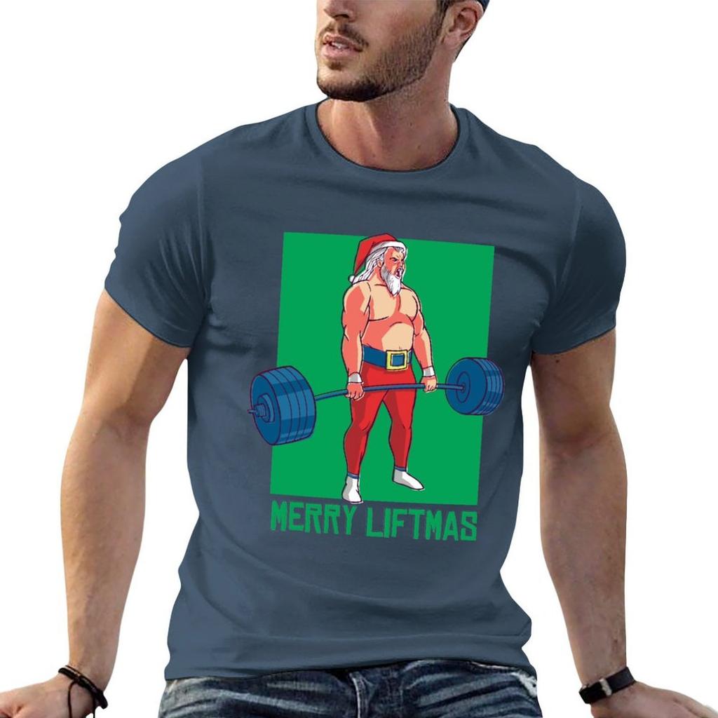 Merry Liftmas Santa Claus Fitness Tshirt Modern Style Print Tshirt