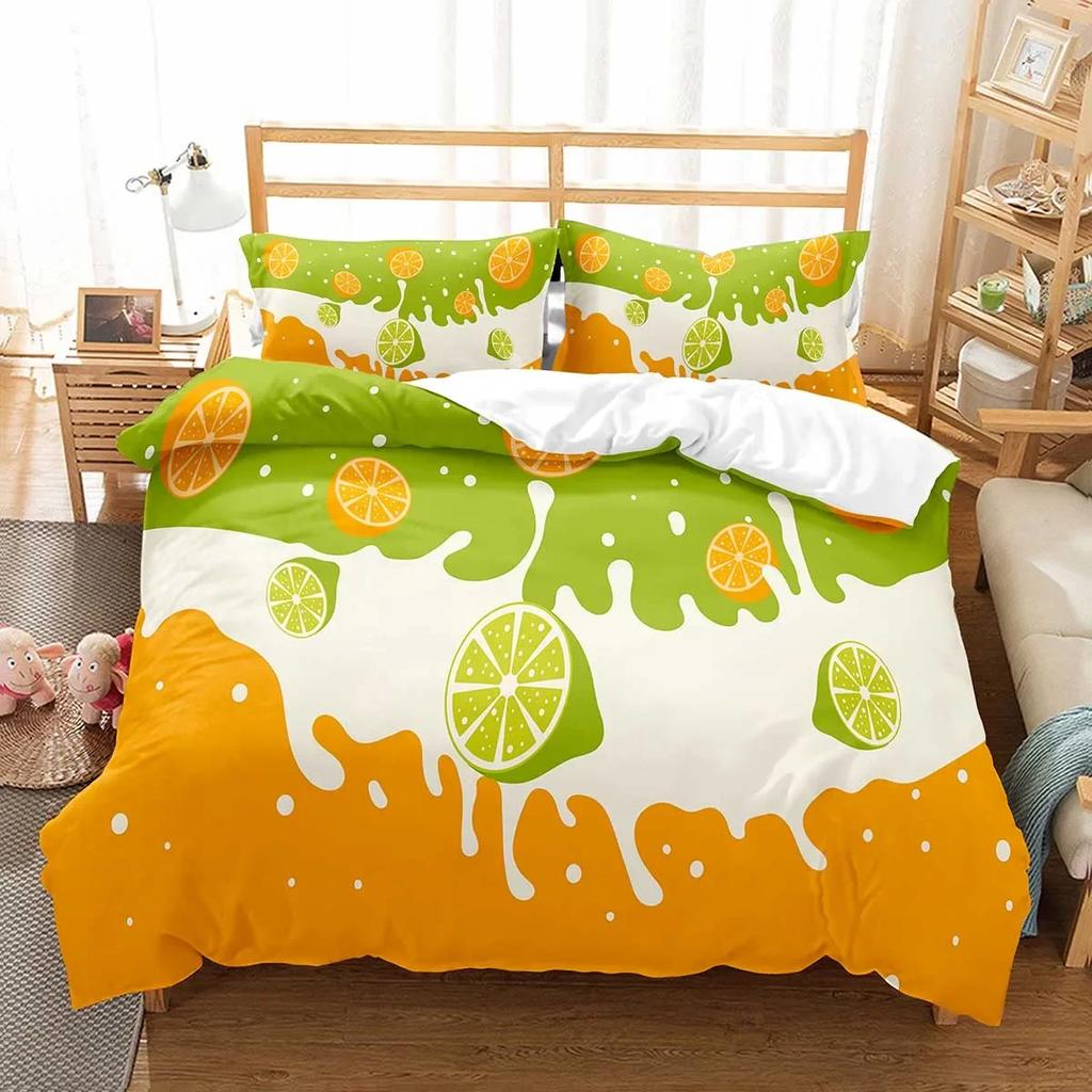 Lemon Duvet Cover Set Fresh Fruit Pattern Comforter Cover Double Single King Size For Kids Teens Adults Bedding Set Quilt Cover