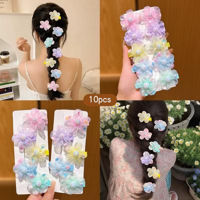 10 Agrafă de păr cu flori aleatorii colorate în vânt dulce, potrivită pentru uz zilnic, accesorii de păr