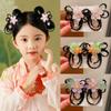 Red Children Wig Hairpin Flower Ancient Style Hairpin Lovely Chinese New Year Headwear  Girls