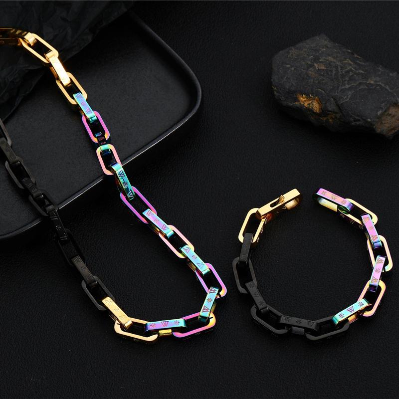 Stainless Steel Engraving Link Chain Bracelet Men and Women Friendship Combination Gift Metal Solid Hardened Bracelet Jewelry