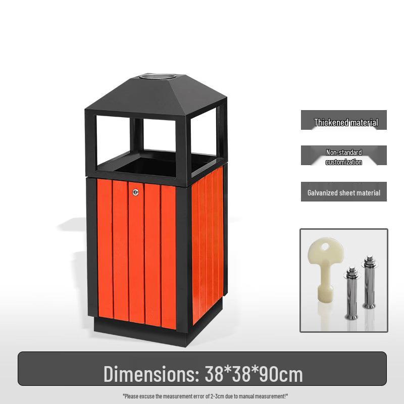 Outdoor Steel-Wood Tower Waste Bin